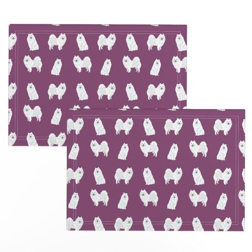 japanese spitz dog fabric cute white dog design - purple