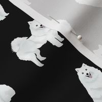 japanese spitz dog fabric cute white dog design - black