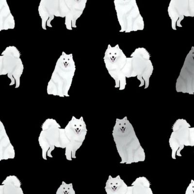 japanese spitz dog fabric cute white dog design - black