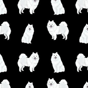 japanese spitz dog fabric cute white dog design - black