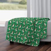 Basset Hound peppermint stick candy canes winter snowflakes dog fabric green