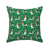 Basset Hound peppermint stick candy canes winter snowflakes dog fabric green