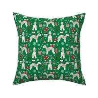 Bedlington Terrier christmas holiday presents candy canes winter snowflakes dog fabric green