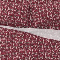 Bedlington Terrier christmas holiday presents candy canes winter snowflakes dog fabric ruby