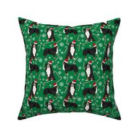 Bernese Mountain Dog peppermint stick candy canes winter snowflakes dog fabric green