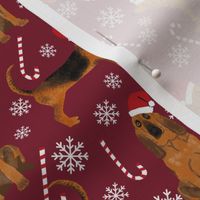Bloodhound peppermint stick candy canes winter snowflakes dog fabric ruby