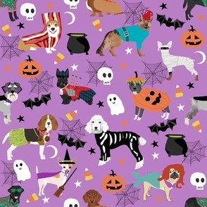 dogs in halloween costumes - dog breeds dressed up fabric - purple