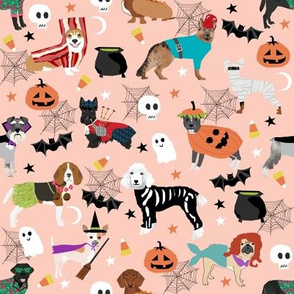 dogs in halloween costumes - dog breeds dressed up fabric - peach