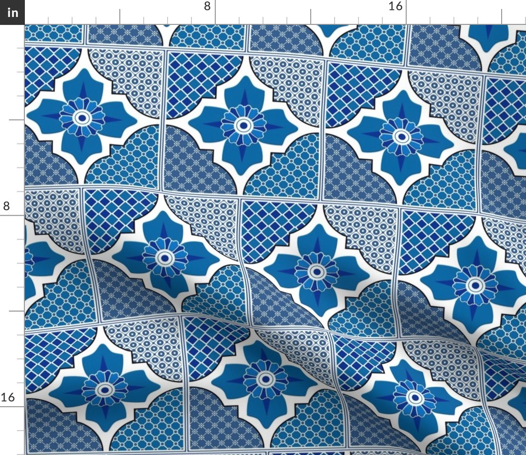 Talavera 4-Floral and Geometric - Blue
