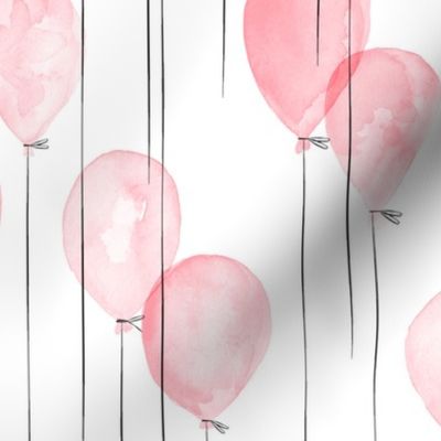 watercolor balloons in pink