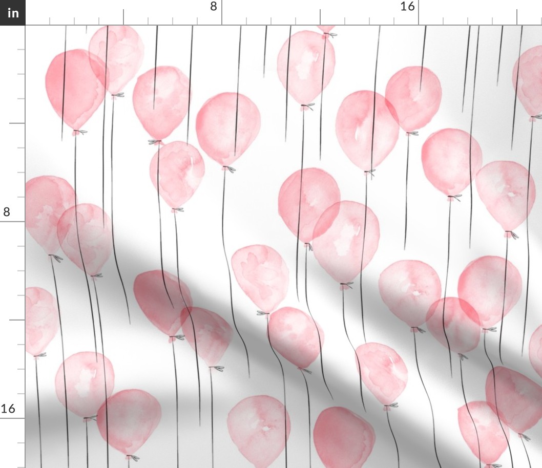 watercolor balloons in pink