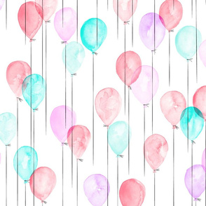 watercolor balloons - pink and blue