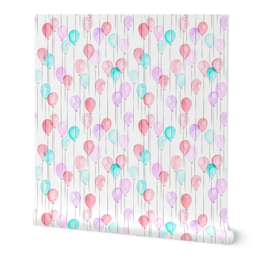 (small scale) watercolor balloons - pink and blue