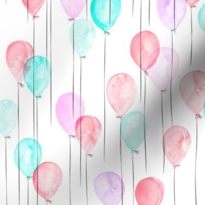 (small scale) watercolor balloons - pink and blue