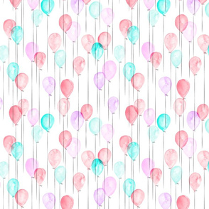 (small scale) watercolor balloons - pink and blue