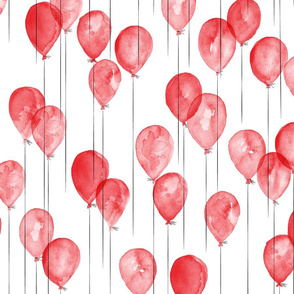 watercolor balloons - red
