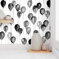 balloons - monochrome watercolor