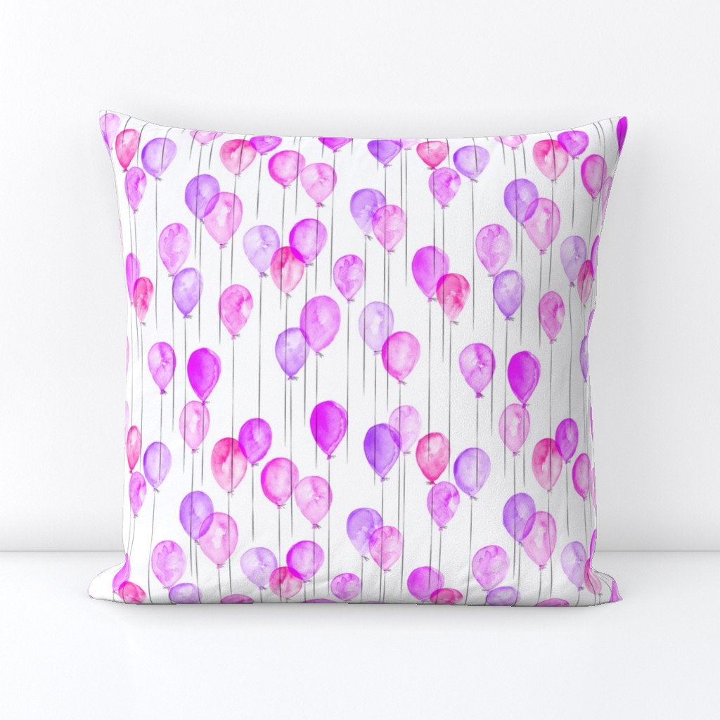 (small scale) watercolor balloons - pink and purple
