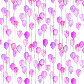 (small scale) watercolor balloons - pink and purple