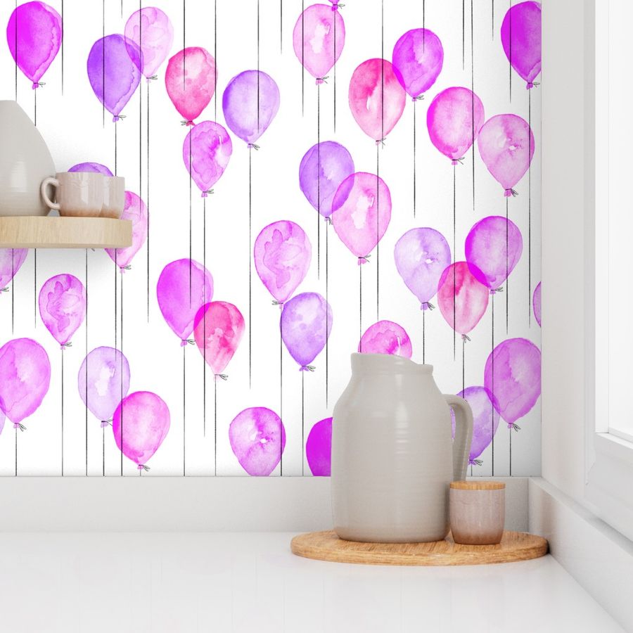 pink and purple watercolor balloons