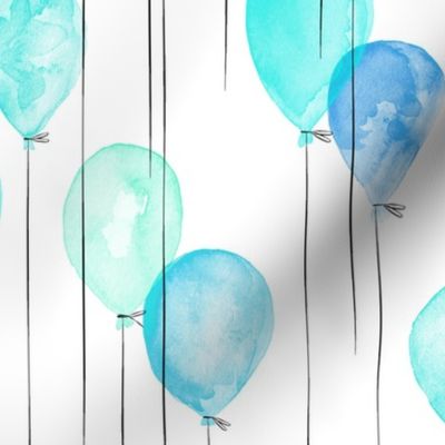 blue and green watercolor balloons