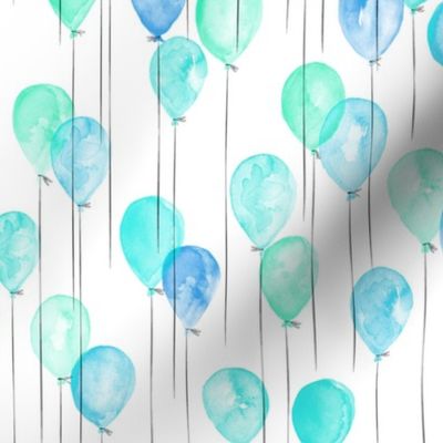 (small scale) blue and green watercolor balloons