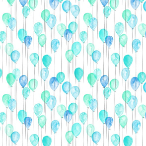 (small scale) blue and green watercolor balloons