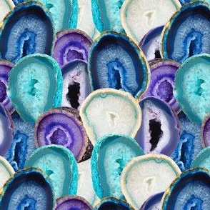 Sliced Geode Specimens in Cool Toned Unicorn Rainbow