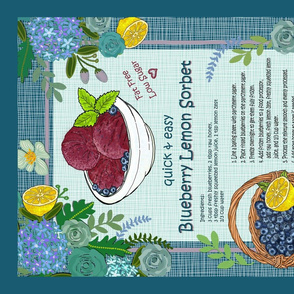 Blueberry Lemon Sorbet Recipe Tea Towel