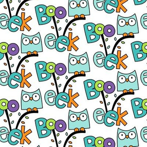doodle owls teal :: halloween