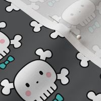 cute skulls bowties on dark grey - halloween