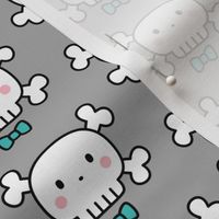 cute skulls bowties on light grey - halloween