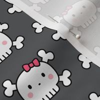 cute skulls hair bows on dark grey - halloween