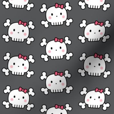 cute skulls hair bows on dark grey - halloween