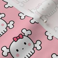 cute skulls hair bows on pastel pink - halloween