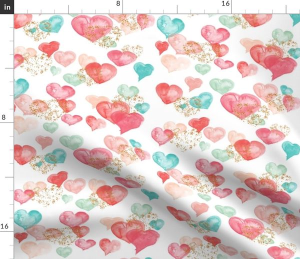 Fabric By The Yard 10 Sweet Hearts White