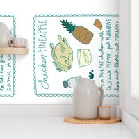 Chicken Pineapple Recipe Tea Towel