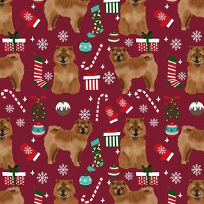 Chow Chow christmas holiday presents candy canes winter snowflakes dog fabric ruby