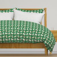 Cockapoo christmas holiday presents candy canes winter snowflakes dog fabric green