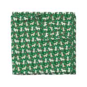Cockapoo christmas holiday presents candy canes winter snowflakes dog fabric green