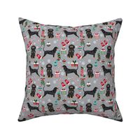 Coonhound christmas holiday presents candy canes winter snowflakes dog fabric grey