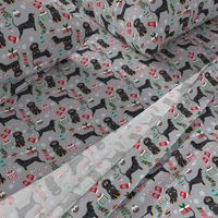 Coonhound christmas holiday presents candy canes winter snowflakes dog fabric grey