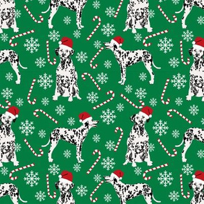 Dalmatian christmas holiday candy canes winter snowflakes dog fabric green