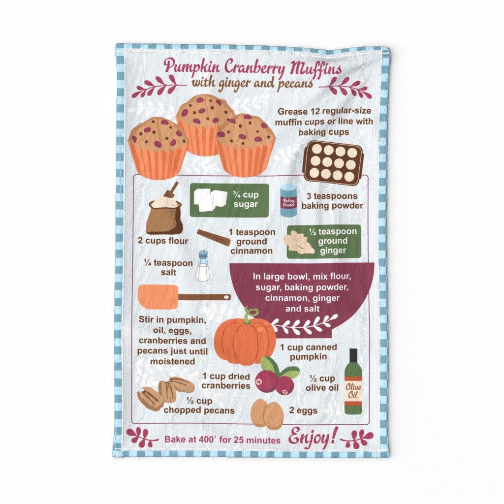 Pumpkin Cranberry Muffins Tea Towel