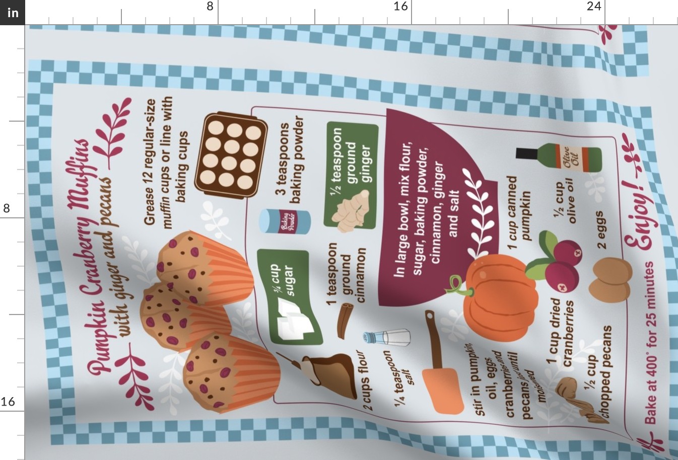 Pumpkin Cranberry Muffins Tea Towel