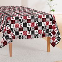 (3" small scale) farm life wholecloth (90) - black and red woodgrain