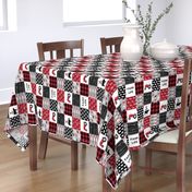 (3" small scale) farm life wholecloth (90) - black and red woodgrain