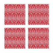 Weimaraner dog fabric - fair isle christmas design - red