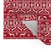 Weimaraner dog fabric - fair isle christmas design - red