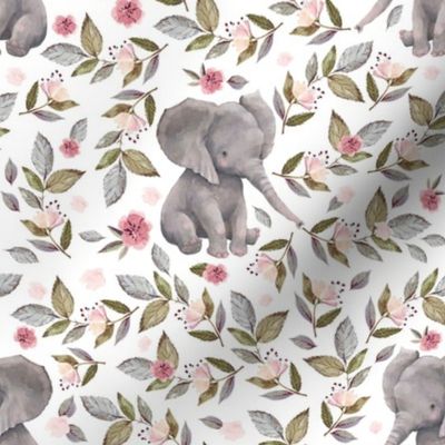 8" Baby Elephant with Flowers/ NO CROWN  / Mix & Match